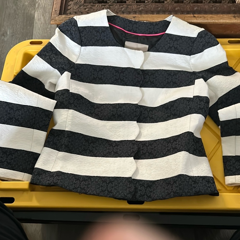 Women's Black and White Striped Jacket Banana Republic NWT
